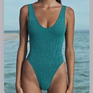 {Bond-eye} Brand New Mara One Piece Swimsuit in Teal Lurex